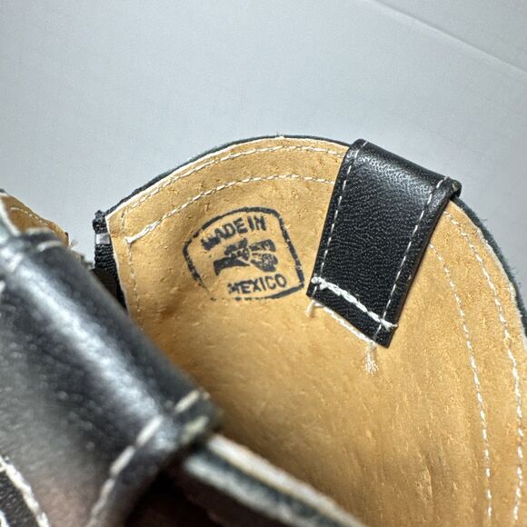 Toddler Cowboy Cowgirl Boots Genuine Leather Black & White Embroidered Sz 7 Zip - Picture 4 of 10